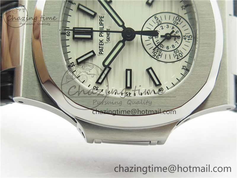 Nautilus 5980 SS 3KF Best Edition White Dial on Black Leather Strap A Lightweight 8928
