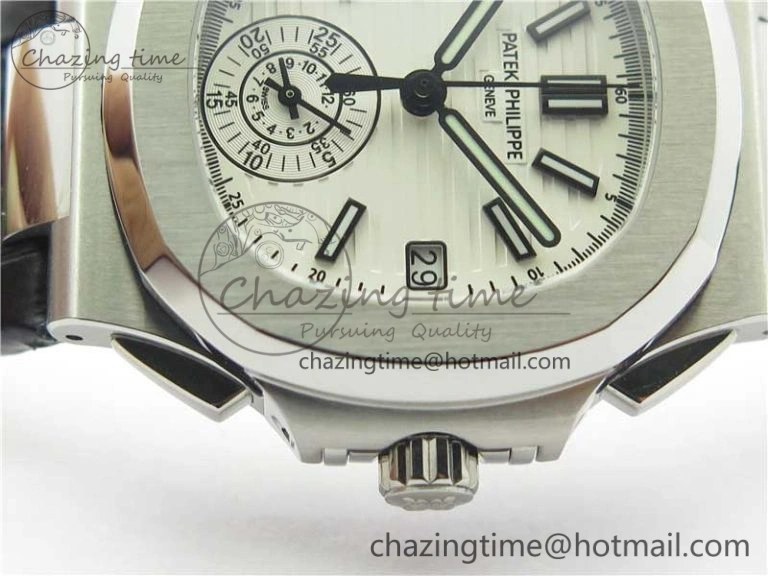 Nautilus 5980 SS 3KF Best Edition White Dial on Black Leather Strap A Lightweight 8928
