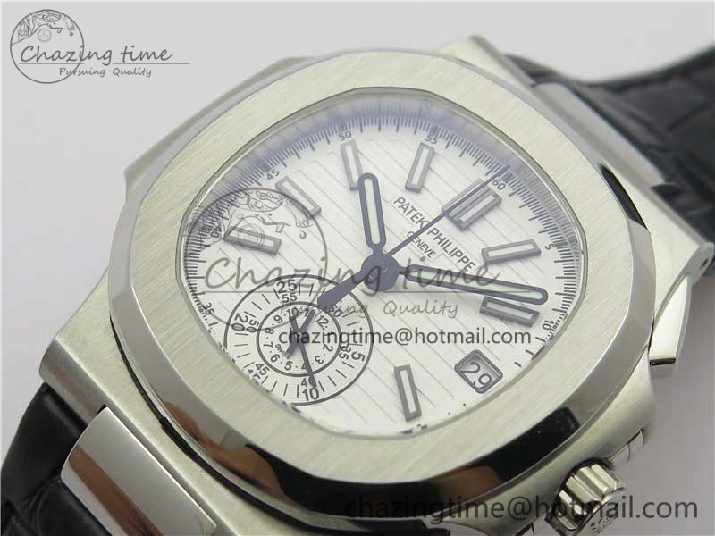 Nautilus 5980 SS 3KF Best Edition White Dial on Black Leather Strap A Lightweight 8928