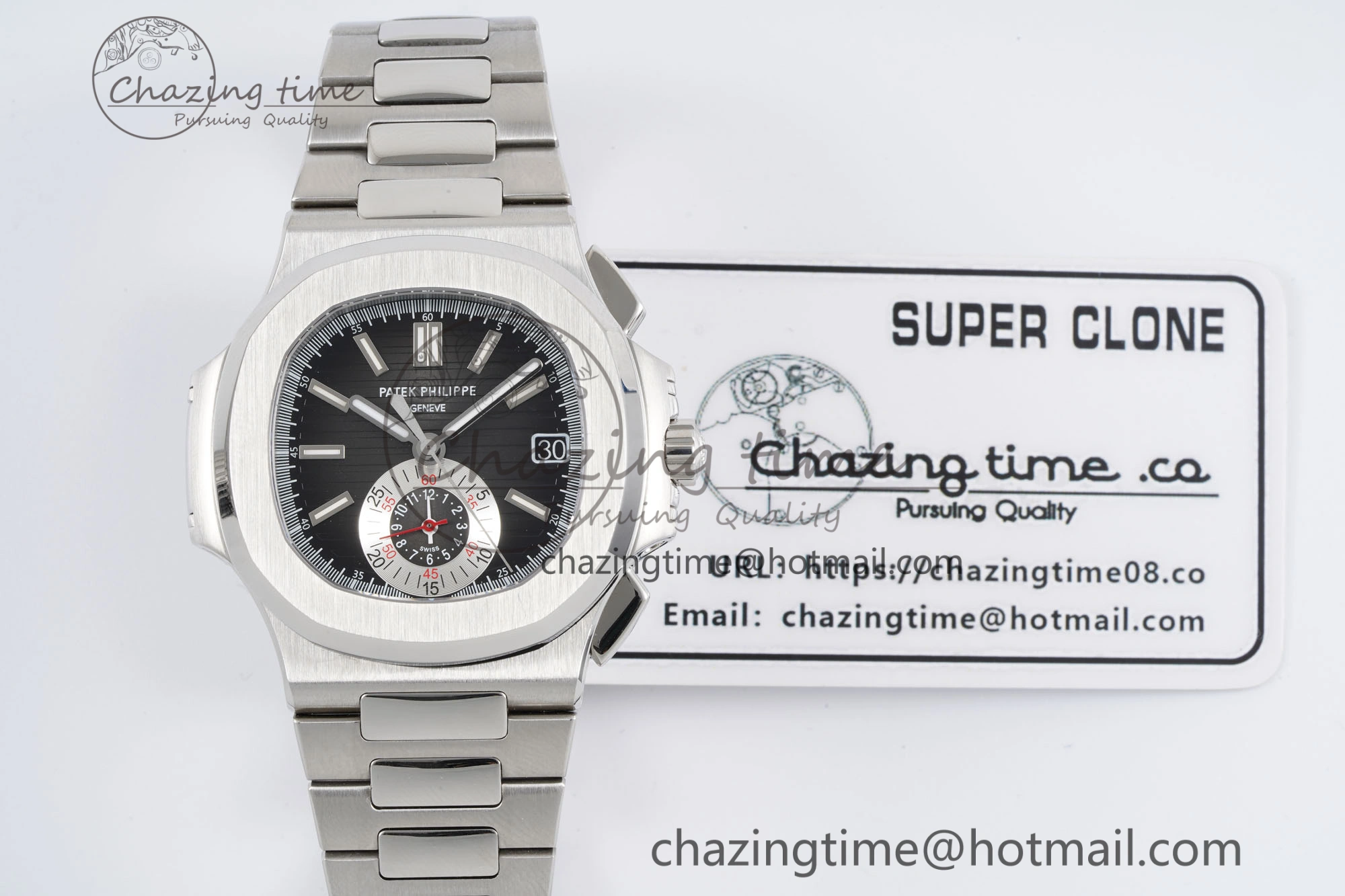 Nautilus 5980 SS PPF Best Edition Black Dial on SS Bracelet A28- AllSeason 8819