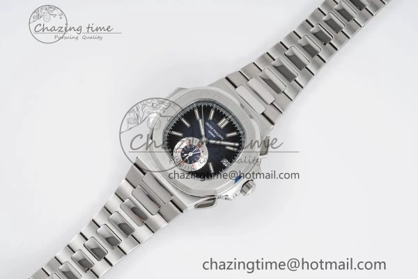 Nautilus 5980 SS PPF Best Edition Blue Dial on SS Bracelet A28- SmoothTexture 8818