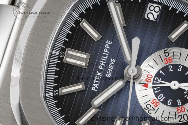 Nautilus 5980 SS PPF Best Edition Blue Dial on SS Bracelet A28- SmoothTexture 8818