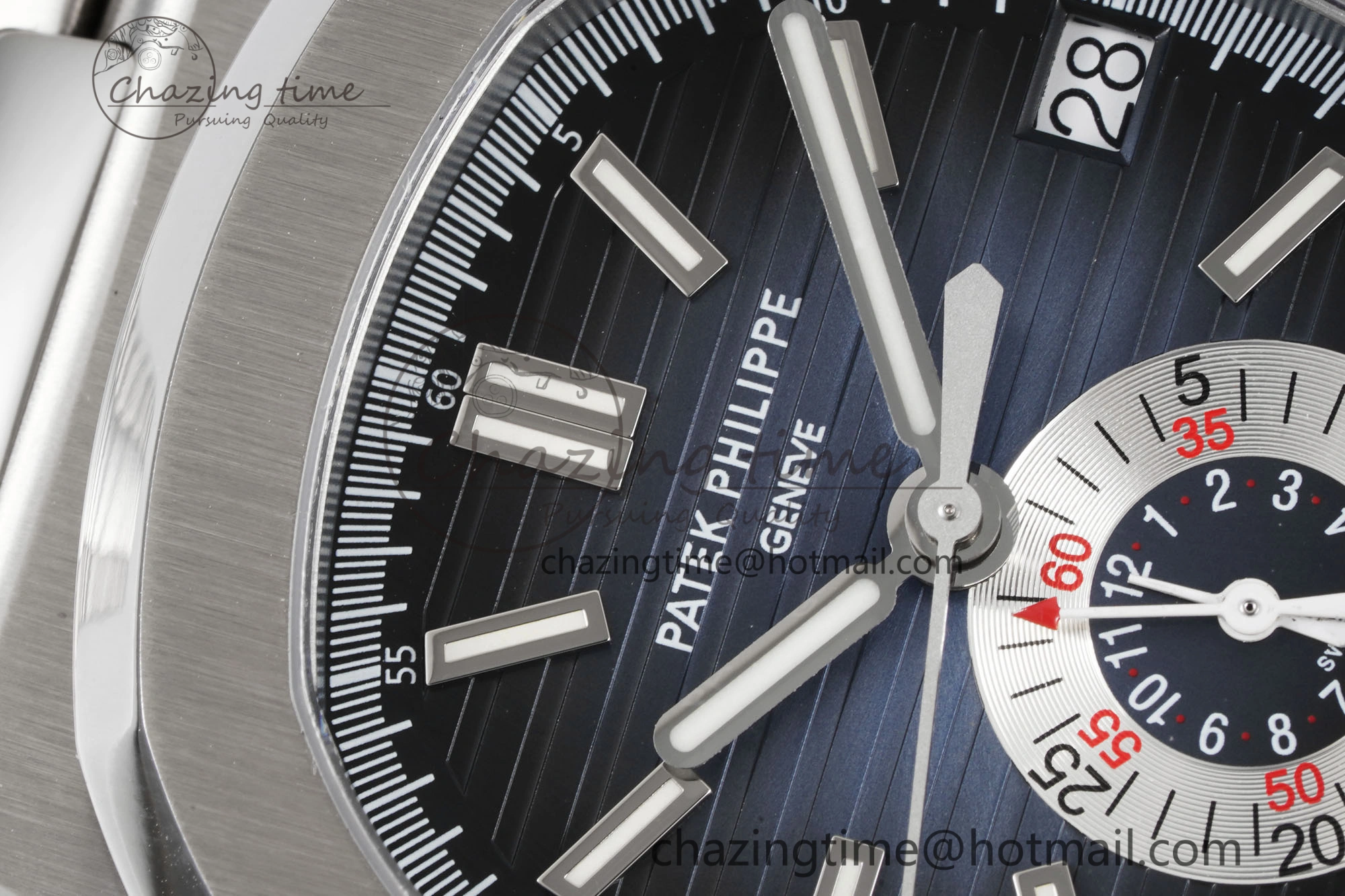 Nautilus 5980 SS PPF Best Edition Blue Dial on SS Bracelet A28- SmoothTexture 8818