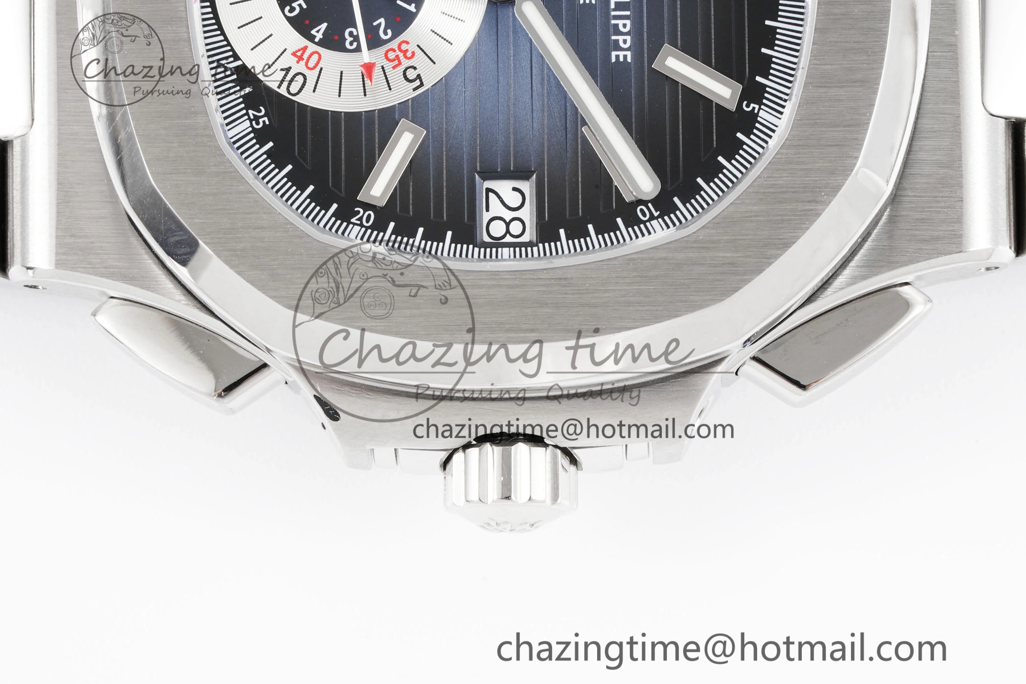 Nautilus 5980 SS PPF Best Edition Blue Dial on SS Bracelet A28- SmoothTexture 8818