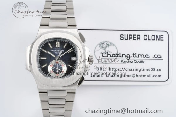 Nautilus 5980 SS PPF Best Edition Blue Dial on SS Bracelet A28- SmoothTexture 8818