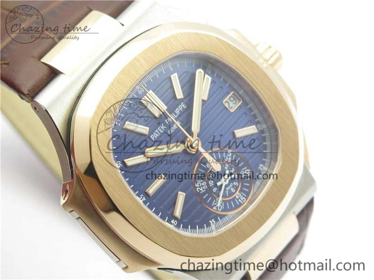 Nautilus 5980 SS RG 3KF Best Edition Blue Dial on Brown Leather Strap A Flexible 8926