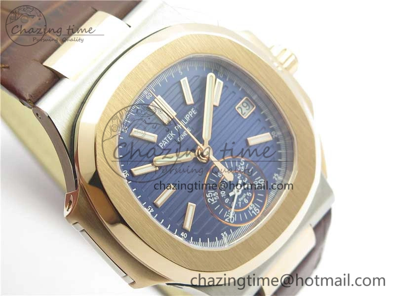 Nautilus 5980 SS RG 3KF Best Edition Blue Dial on Brown Leather Strap A Flexible 8926