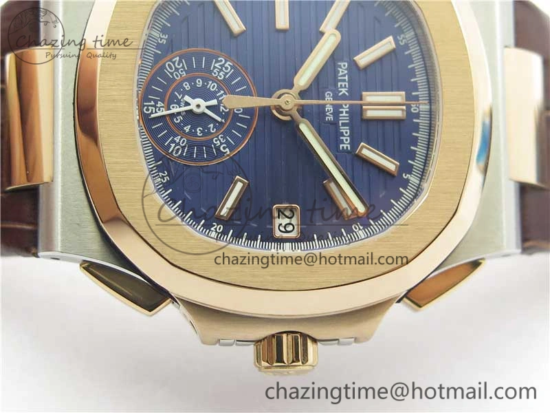 Nautilus 5980 SS RG 3KF Best Edition Blue Dial on Brown Leather Strap A Flexible 8926