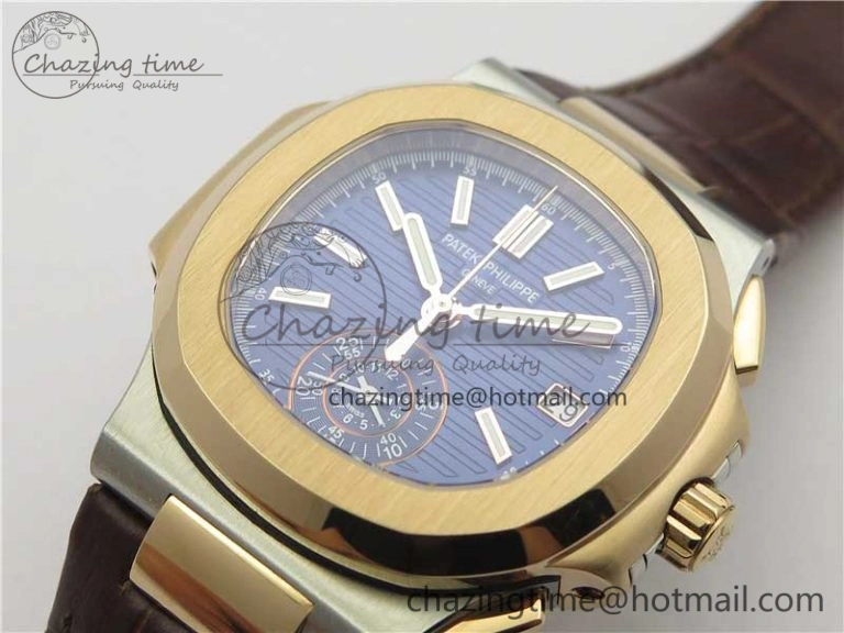 Nautilus 5980 SS RG 3KF Best Edition Blue Dial on Brown Leather Strap A Flexible 8926