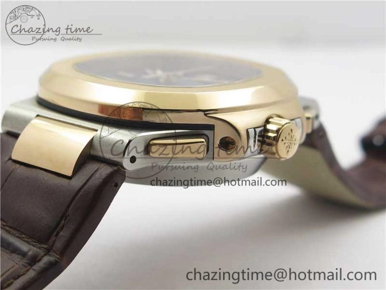 Nautilus 5980 SS RG 3KF Best Edition Blue Dial on Brown Leather Strap A Flexible 8926