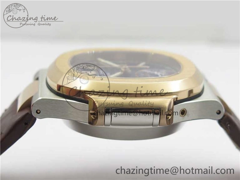 Nautilus 5980 SS RG 3KF Best Edition Blue Dial on Brown Leather Strap A Flexible 8926