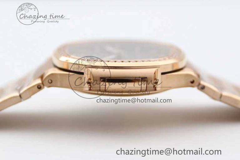 FlexibleFit Nautilus 7118 Ladies RG MSF 1:1 Best Edition Gray Dial Diamonds Bezel on RG Bracelet A324 Super Clone 8806