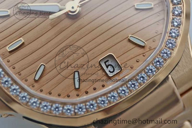 Nautilus 7118 Ladies RG MSF 1:1 Best Edition RG Dial Diamonds Bezel on RG Bracelet A324 Super Clone Durable 10161