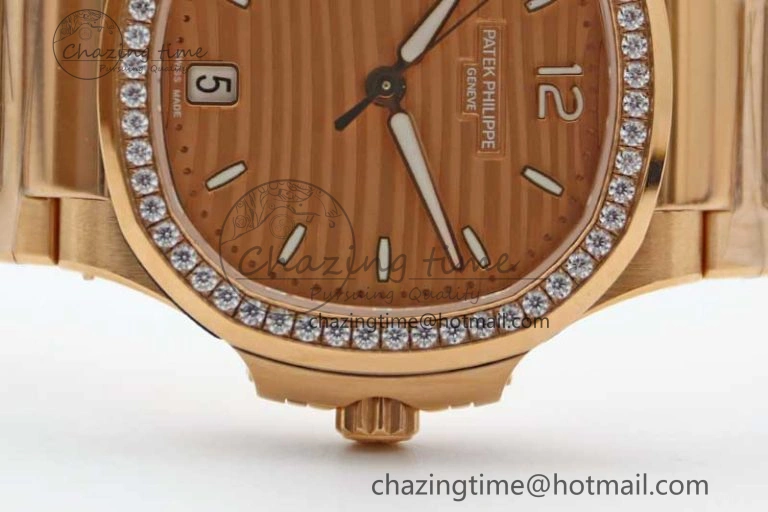 Nautilus 7118 Ladies RG MSF 1:1 Best Edition RG Dial Diamonds Bezel on RG Bracelet A324 Super Clone Durable 10161