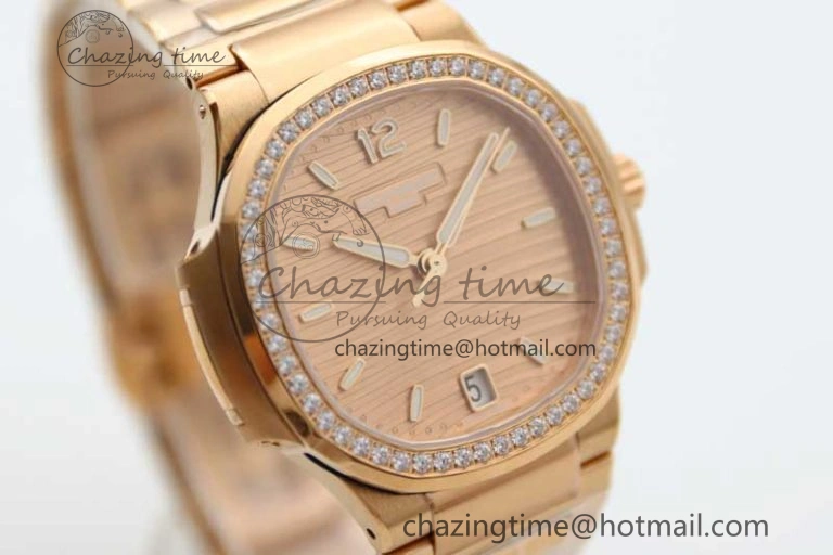 Nautilus 7118 Ladies RG MSF 1:1 Best Edition RG Dial Diamonds Bezel on RG Bracelet A324 Super Clone Durable 10161