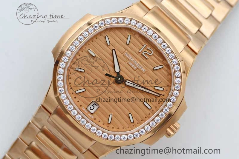 Nautilus 7118 Ladies RG MSF 1:1 Best Edition RG Dial Diamonds Bezel on RG Bracelet A324 Super Clone Durable 10161