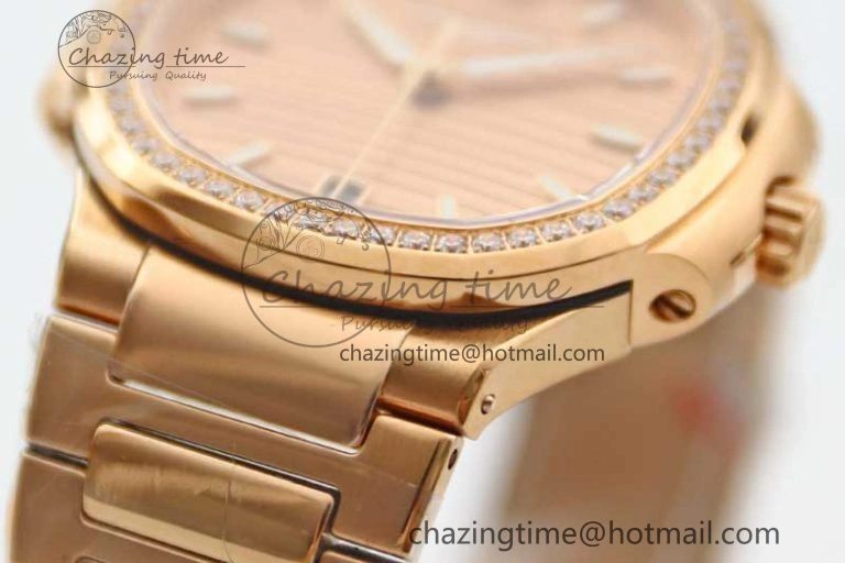 Nautilus 7118 Ladies RG MSF 1:1 Best Edition RG Dial Diamonds Bezel on RG Bracelet A324 Super Clone Durable 10161
