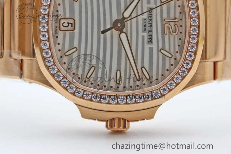 StreetReady Nautilus 7118 Ladies RG MSF 1:1 Best Edition White Dial Diamonds Bezel on RG Bracelet A324 Super Clone 10163