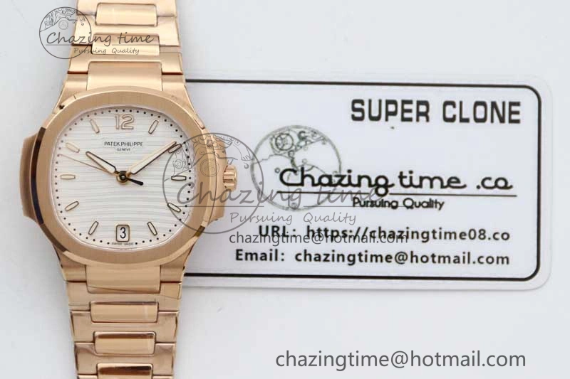 Nautilus 7118 Ladies RG MSF 1:1 Best Edition White Dial on RG Bracelet A324 Super Clone UrbanStyle 10165
