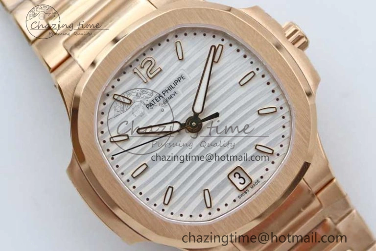 Nautilus 7118 Ladies RG MSF 1:1 Best Edition White Dial on RG Bracelet A324 Super Clone UrbanStyle 10165