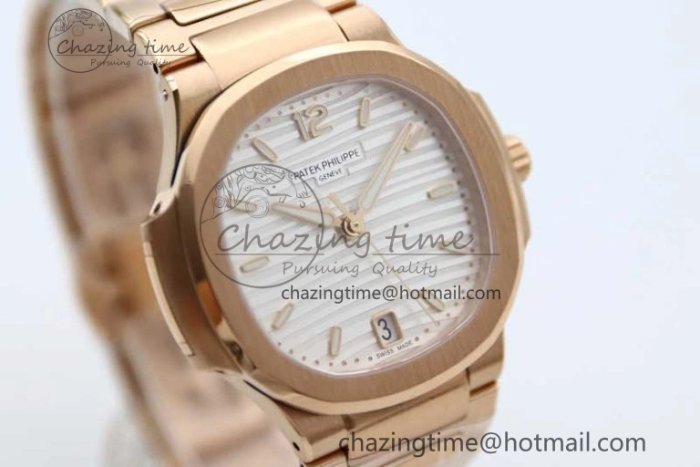 Nautilus 7118 Ladies RG MSF 1:1 Best Edition White Dial on RG Bracelet A324 Super Clone UrbanStyle 10165