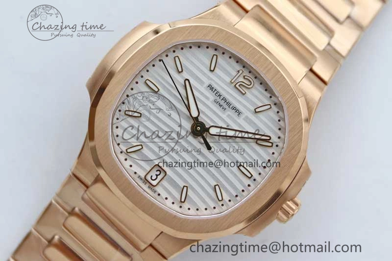Nautilus 7118 Ladies RG MSF 1:1 Best Edition White Dial on RG Bracelet A324 Super Clone UrbanStyle 10165