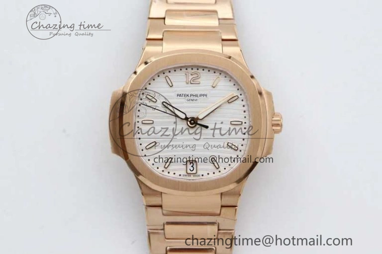 OnTrend Nautilus 7118 Ladies RG MSF 1:1 Best Edition White Dial on RG Bracelet A324 Super Clone 8808