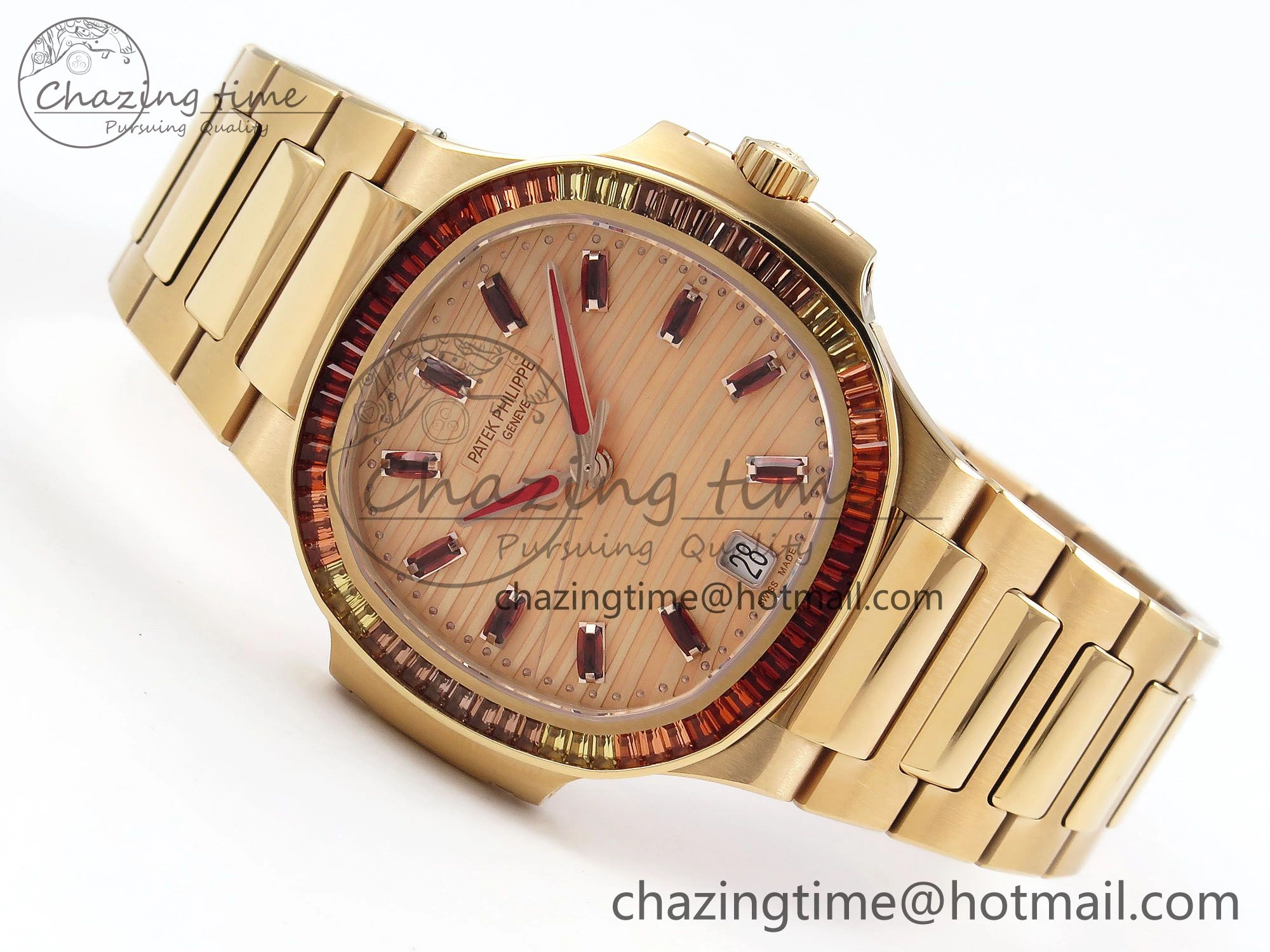 TopPick Nautilus 7118 Ladies RG Orange Diamonds PPF 1:1 Best Edition RG Dial on RG Bracelet 324CS 8732