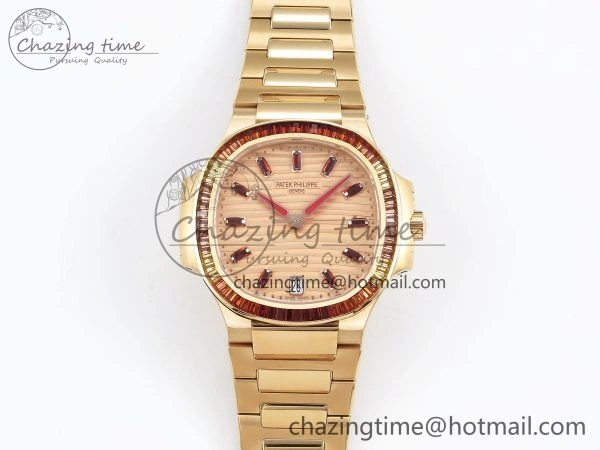 TopPick Nautilus 7118 Ladies RG Orange Diamonds PPF 1:1 Best Edition RG Dial on RG Bracelet 324CS 8732