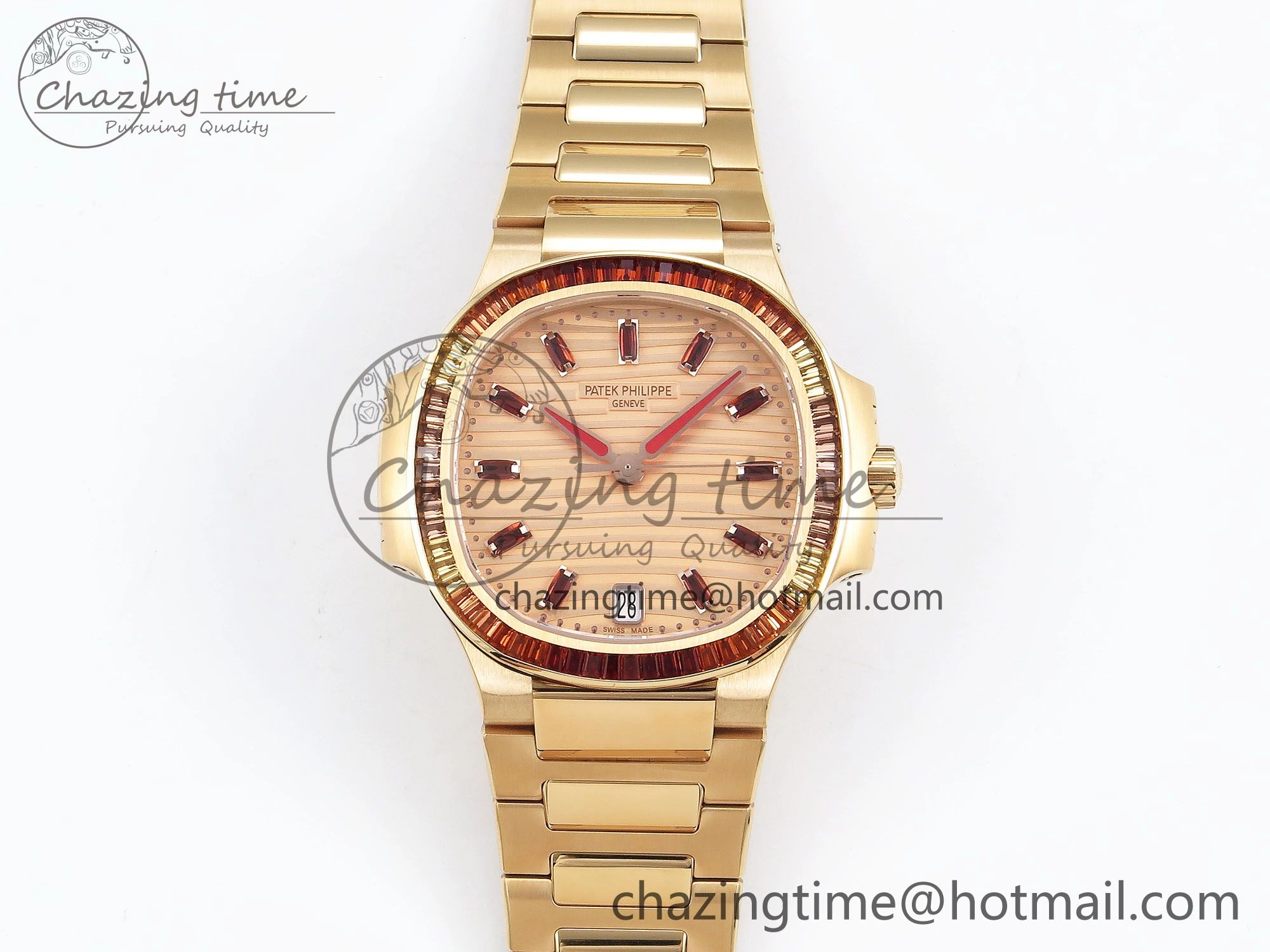 TopPick Nautilus 7118 Ladies RG Orange Diamonds PPF 1:1 Best Edition RG Dial on RG Bracelet 324CS 8732