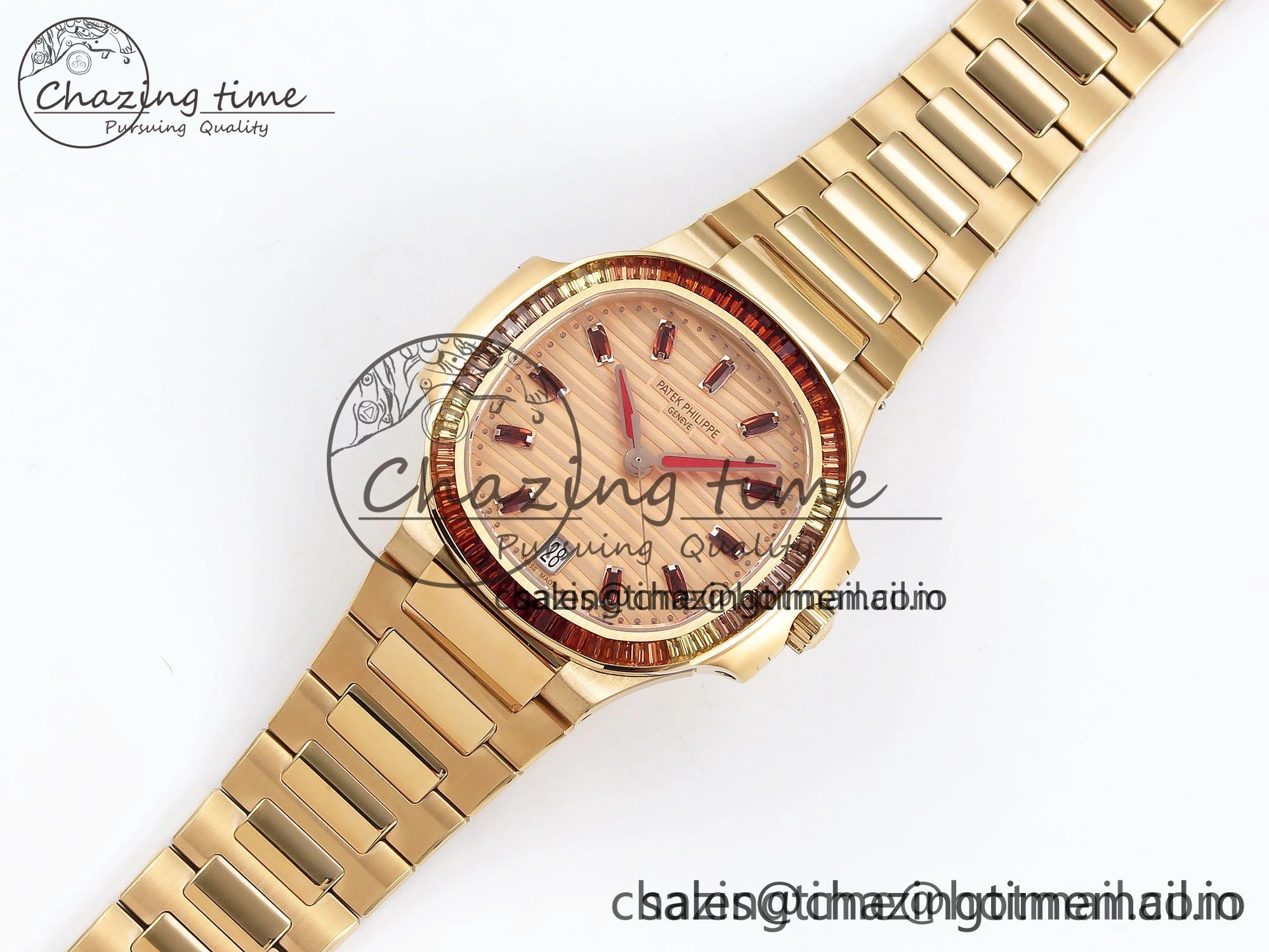 TopPick Nautilus 7118 Ladies RG Orange Diamonds PPF 1:1 Best Edition RG Dial on RG Bracelet 324CS 8732