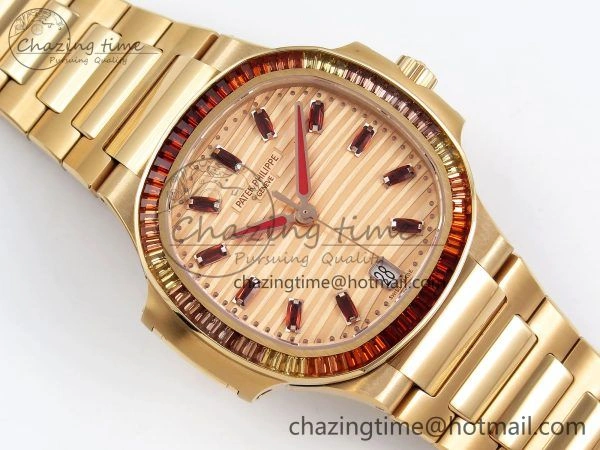TopPick Nautilus 7118 Ladies RG Orange Diamonds PPF 1:1 Best Edition RG Dial on RG Bracelet 324CS 8732