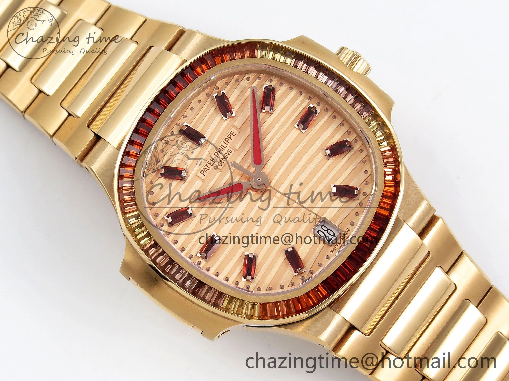 TopPick Nautilus 7118 Ladies RG Orange Diamonds PPF 1:1 Best Edition RG Dial on RG Bracelet 324CS 8732