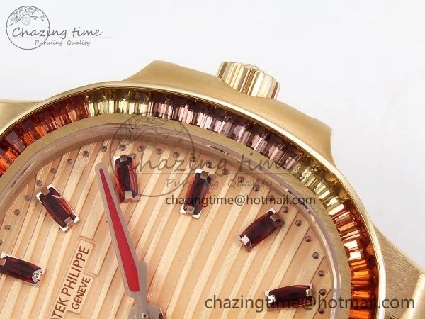 TopPick Nautilus 7118 Ladies RG Orange Diamonds PPF 1:1 Best Edition RG Dial on RG Bracelet 324CS 8732