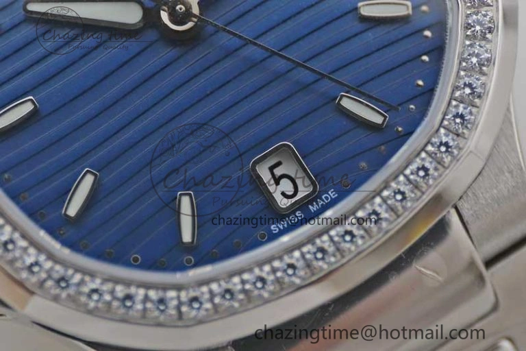 Premium Nautilus 7118 1A MSF 1:1 Best Edition Blue Textured Dial Diamonds Bezel on SS Bracelet A324 Super Clone 10170