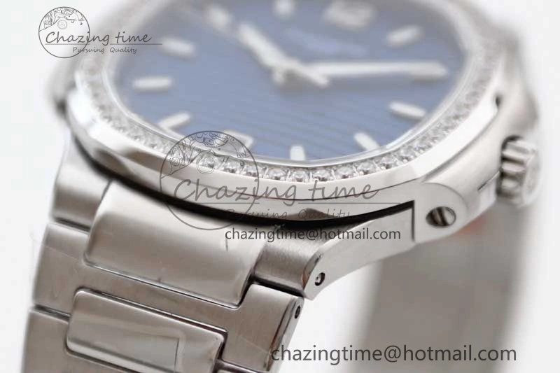 Premium Nautilus 7118 1A MSF 1:1 Best Edition Blue Textured Dial Diamonds Bezel on SS Bracelet A324 Super Clone 10170