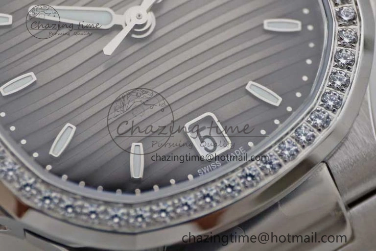 Attractive Nautilus 7118 1A MSF 1:1 Best Edition Gray Textured Dial Diamonds Bezel on SS Bracelet A324 Super Clone 8813