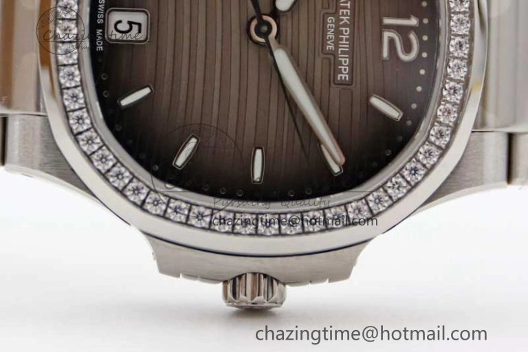 Attractive Nautilus 7118 1A MSF 1:1 Best Edition Gray Textured Dial Diamonds Bezel on SS Bracelet A324 Super Clone 8813