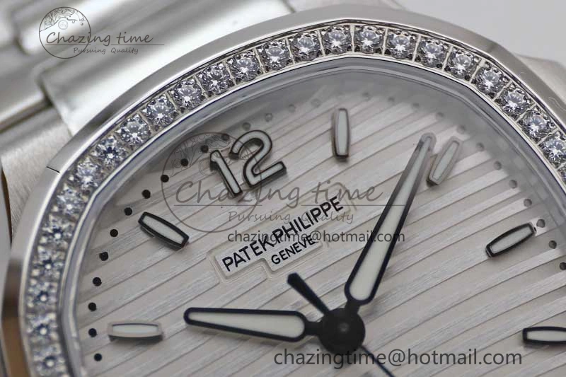 Bold Nautilus 7118 1A MSF 1:1 Best Edition White Textured Dial Diamonds Bezel on SS Bracelet A324 Super Clone 8812