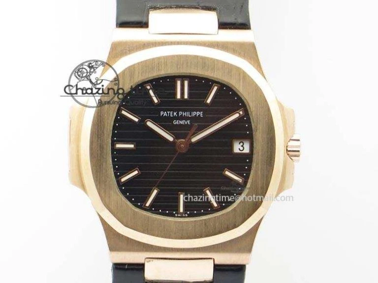 OdorResistant Nautilus Jumbo 18K Wrapped RG BP-Maker Edition Black Dial On Black Leather Strap PP324CS 9090