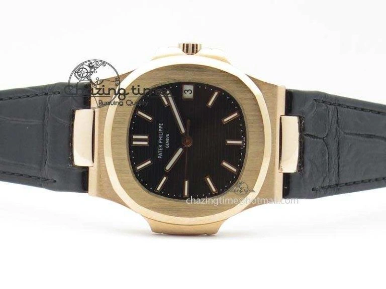 OdorResistant Nautilus Jumbo 18K Wrapped RG BP-Maker Edition Black Dial On Black Leather Strap PP324CS 9090