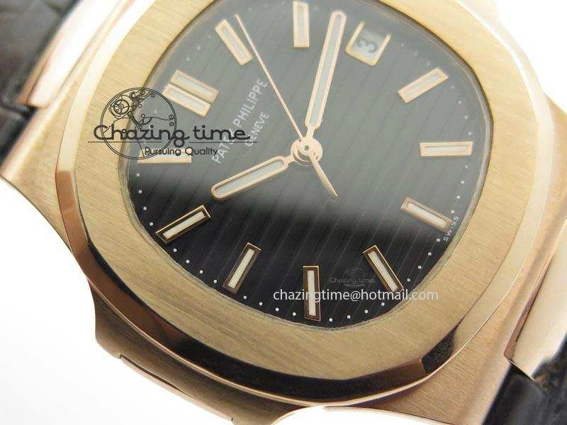 OdorResistant Nautilus Jumbo 18K Wrapped RG BP-Maker Edition Black Dial On Black Leather Strap PP324CS 9090