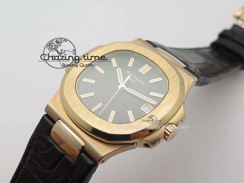 OdorResistant Nautilus Jumbo 18K Wrapped RG BP-Maker Edition Black Dial On Black Leather Strap PP324CS 9090