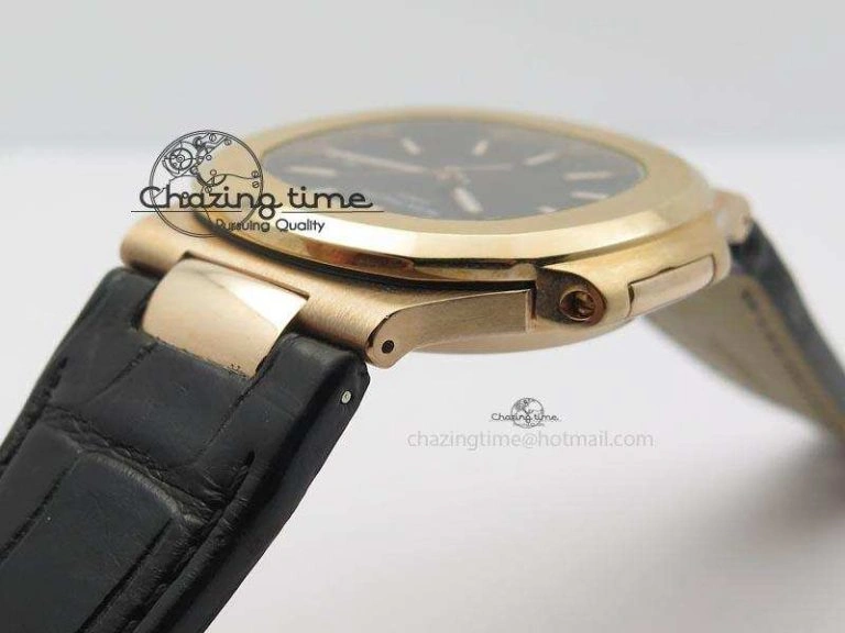 OdorResistant Nautilus Jumbo 18K Wrapped RG BP-Maker Edition Black Dial On Black Leather Strap PP324CS 9090