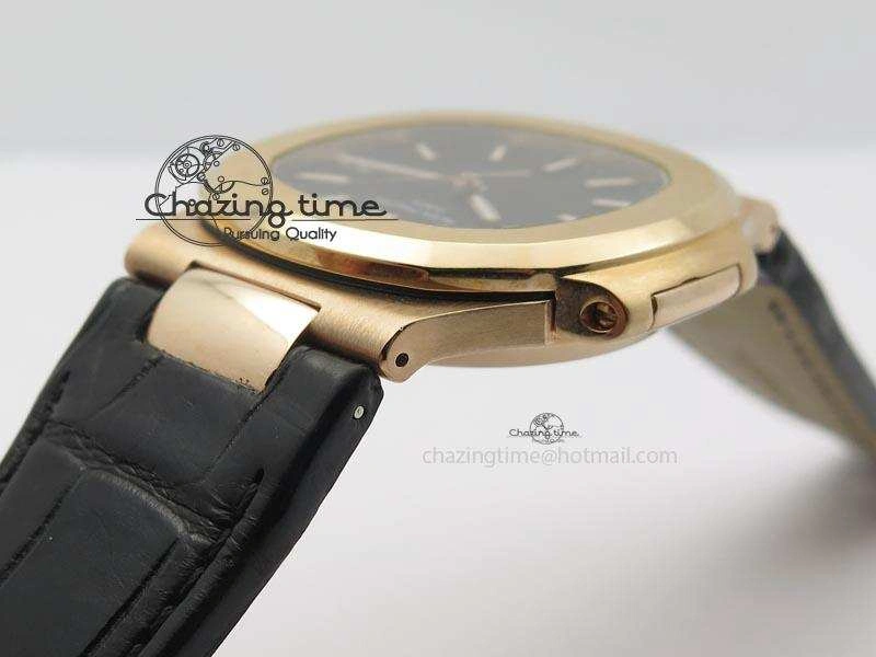 OdorResistant Nautilus Jumbo 18K Wrapped RG BP-Maker Edition Black Dial On Black Leather Strap PP324CS 9090