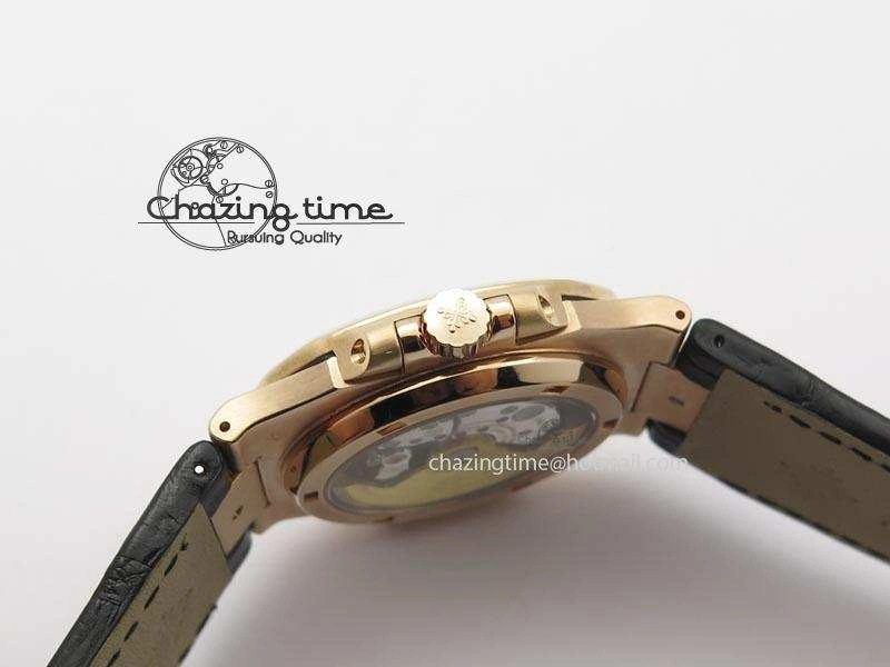 OdorResistant Nautilus Jumbo 18K Wrapped RG BP-Maker Edition Black Dial On Black Leather Strap PP324CS 9090