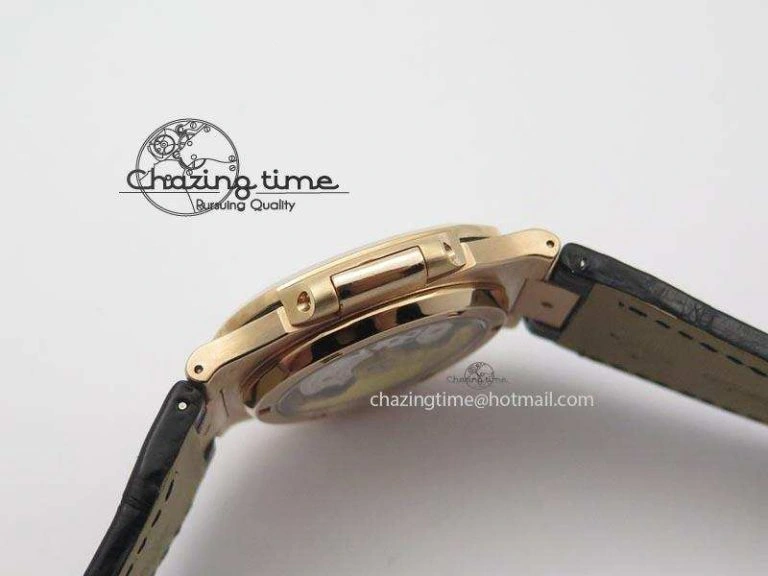 OdorResistant Nautilus Jumbo 18K Wrapped RG BP-Maker Edition Black Dial On Black Leather Strap PP324CS 9090