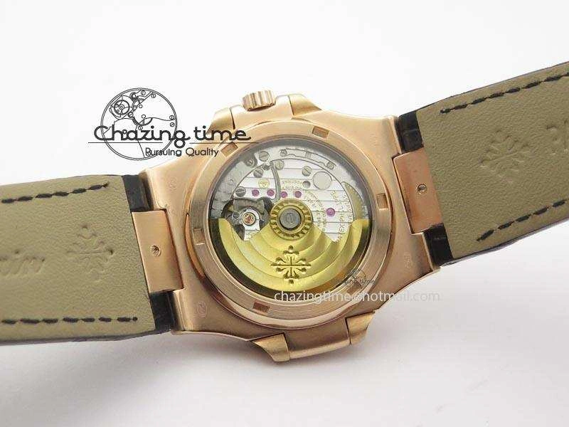 OdorResistant Nautilus Jumbo 18K Wrapped RG BP-Maker Edition Black Dial On Black Leather Strap PP324CS 9090