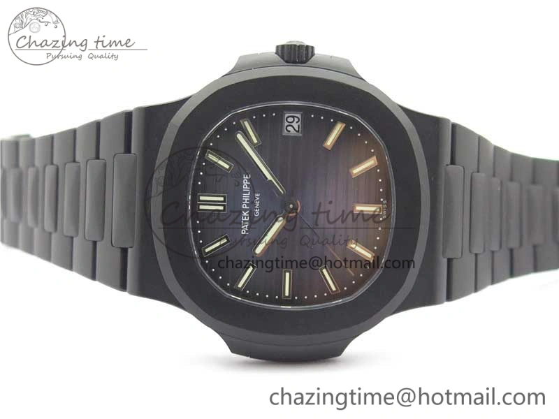 EasyCare Nautilus Jumbo 5711 DLC PPF 1:1 Best Edition Blue Textured Dial on DLC Bracelet PPF 8888