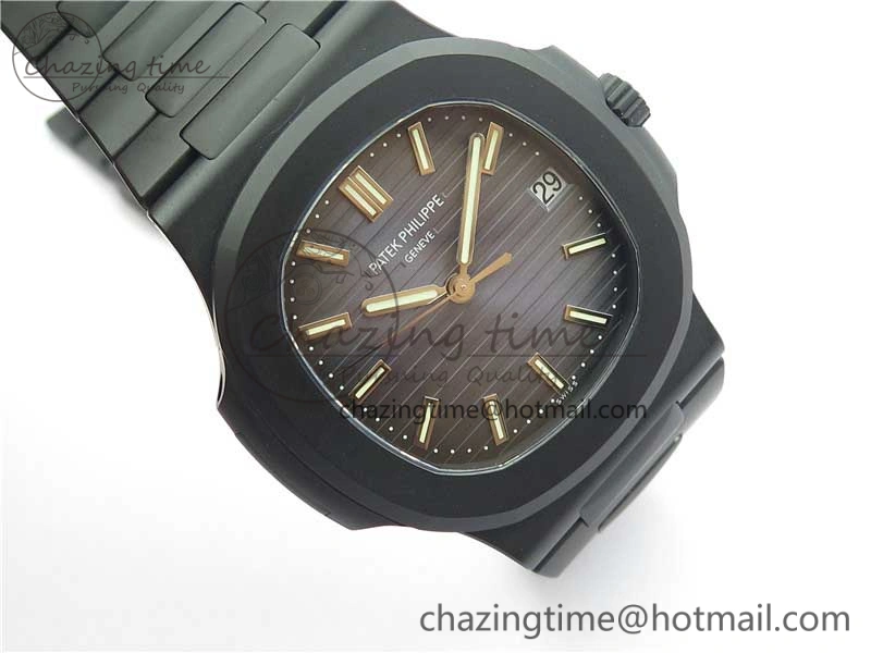 EasyCare Nautilus Jumbo 5711 DLC PPF 1:1 Best Edition Blue Textured Dial on DLC Bracelet PPF 8888